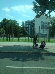 The poles show where the Berlin Wall used to be.